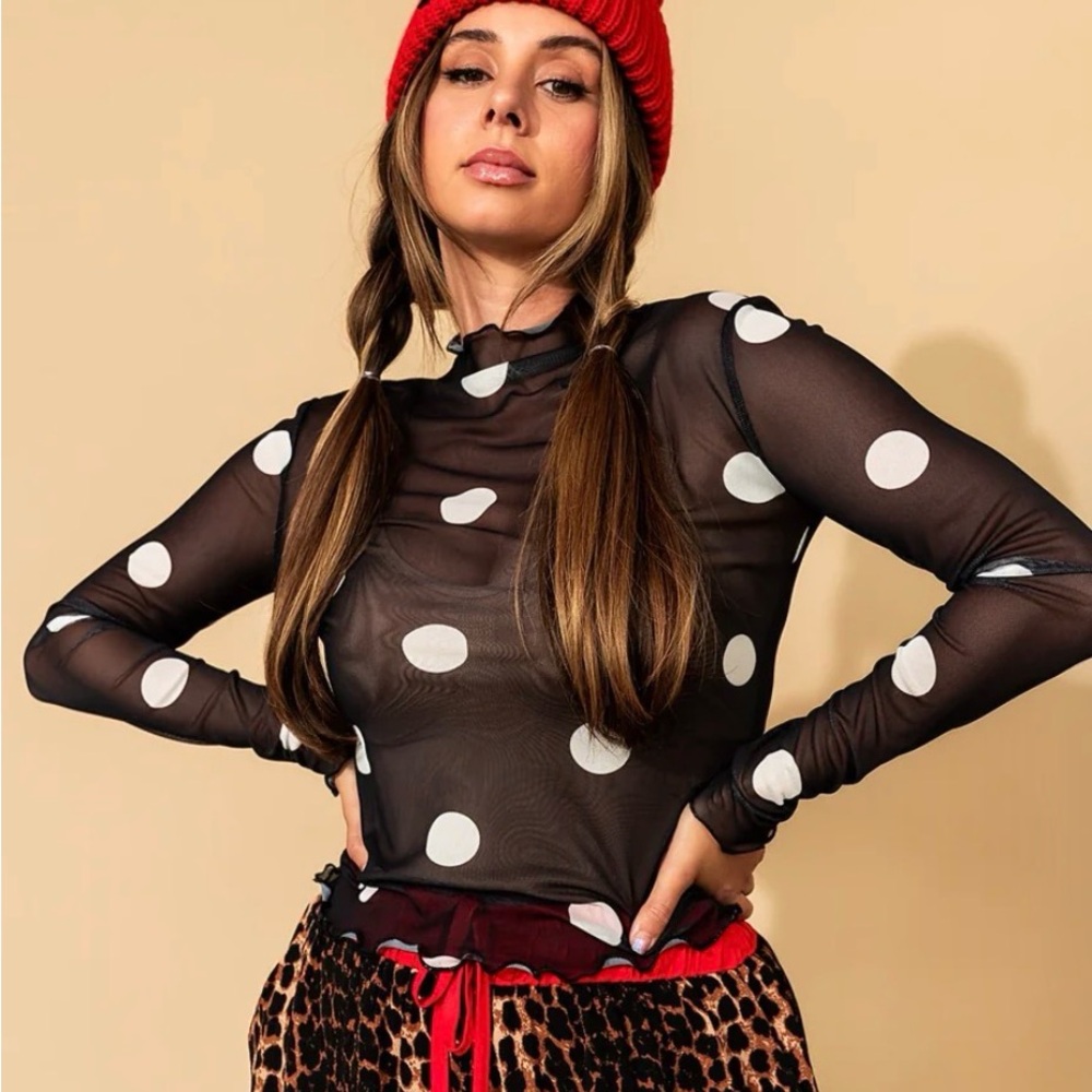 Mesh Top in Classic Polka Dot